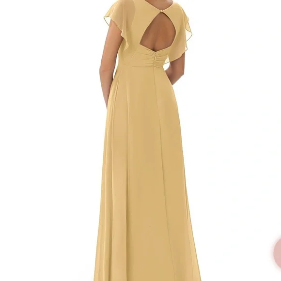 Azazie Rylee Bridesmaid Dress Gold Size A14 - Picture 5 of 8